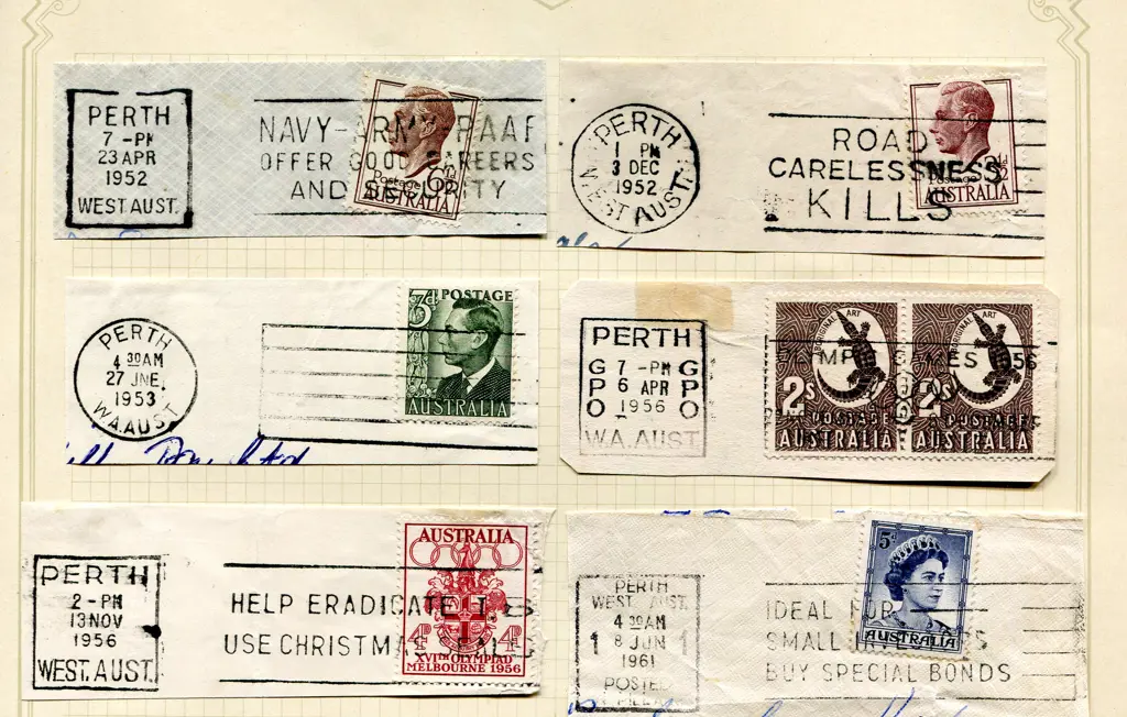 Postmarks 1905-1960's Perth slogan machine cancels ... Image 1++