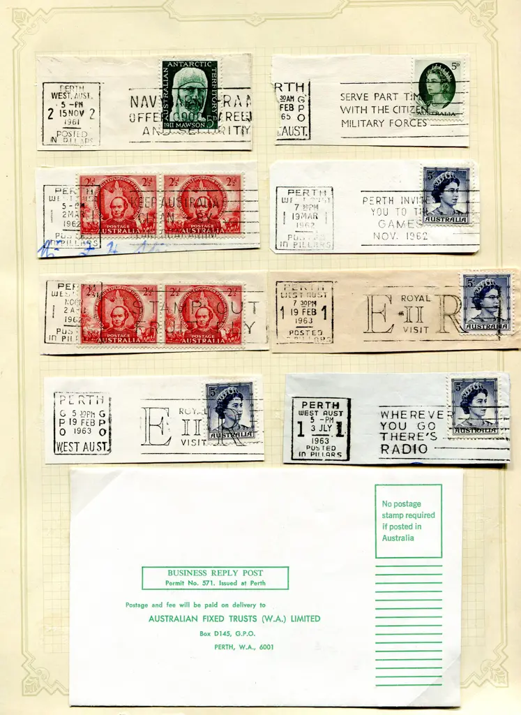 Postmarks 1905-1960's Perth slogan machine cancels ... Image 1++