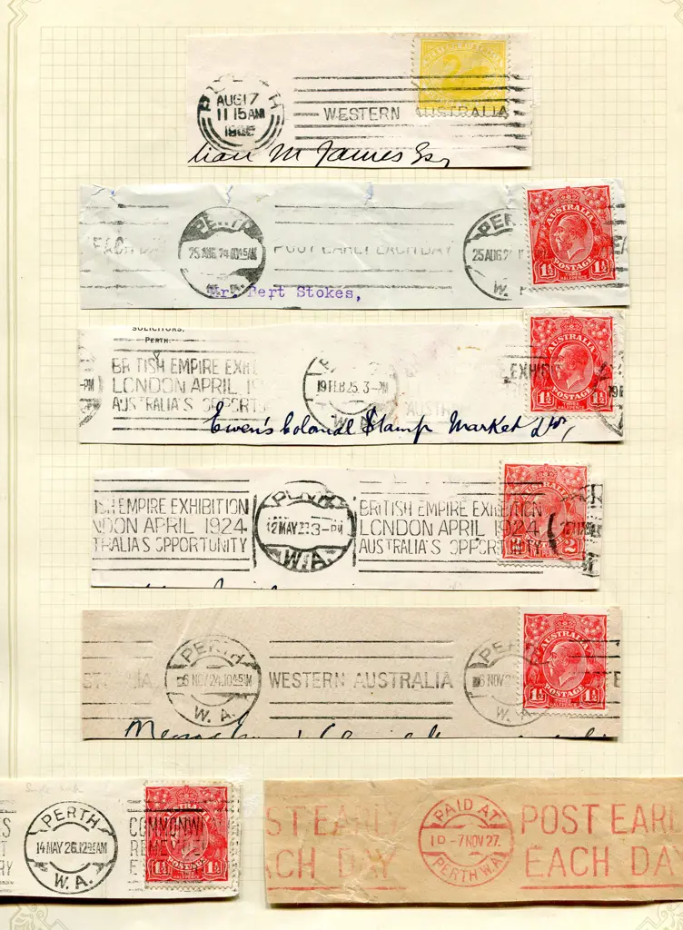 Postmarks 1905-1960's Perth slogan machine cancels ... Image 1++