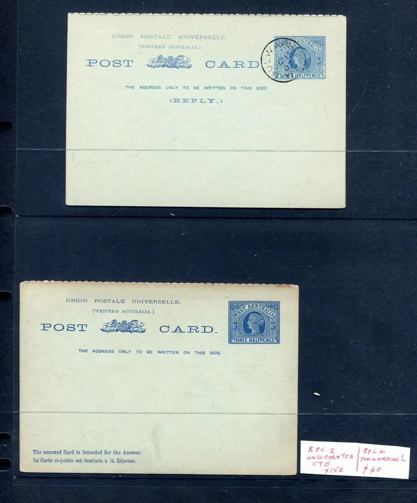 Reply Postcards RPC 1 unused with annotated ... Image 1++