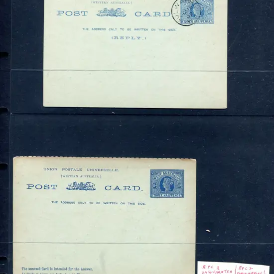 Reply Postcards RPC 1 unused with annotated ...