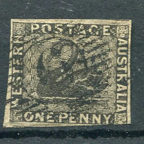 1854 1d black with 4 clear margins apart from ...