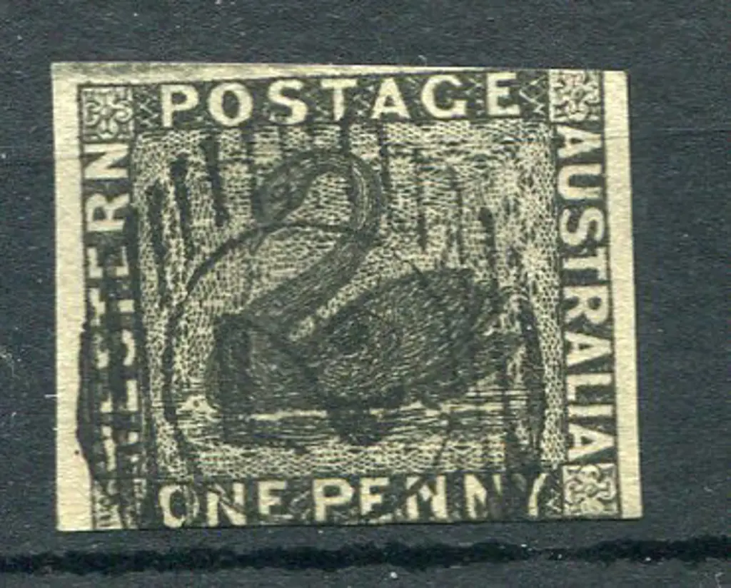 1854 1d black with 2 large side margins top & ... Image 1++