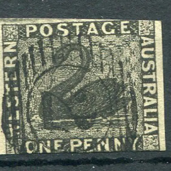 1854 1d black with 2 large side margins top & ...