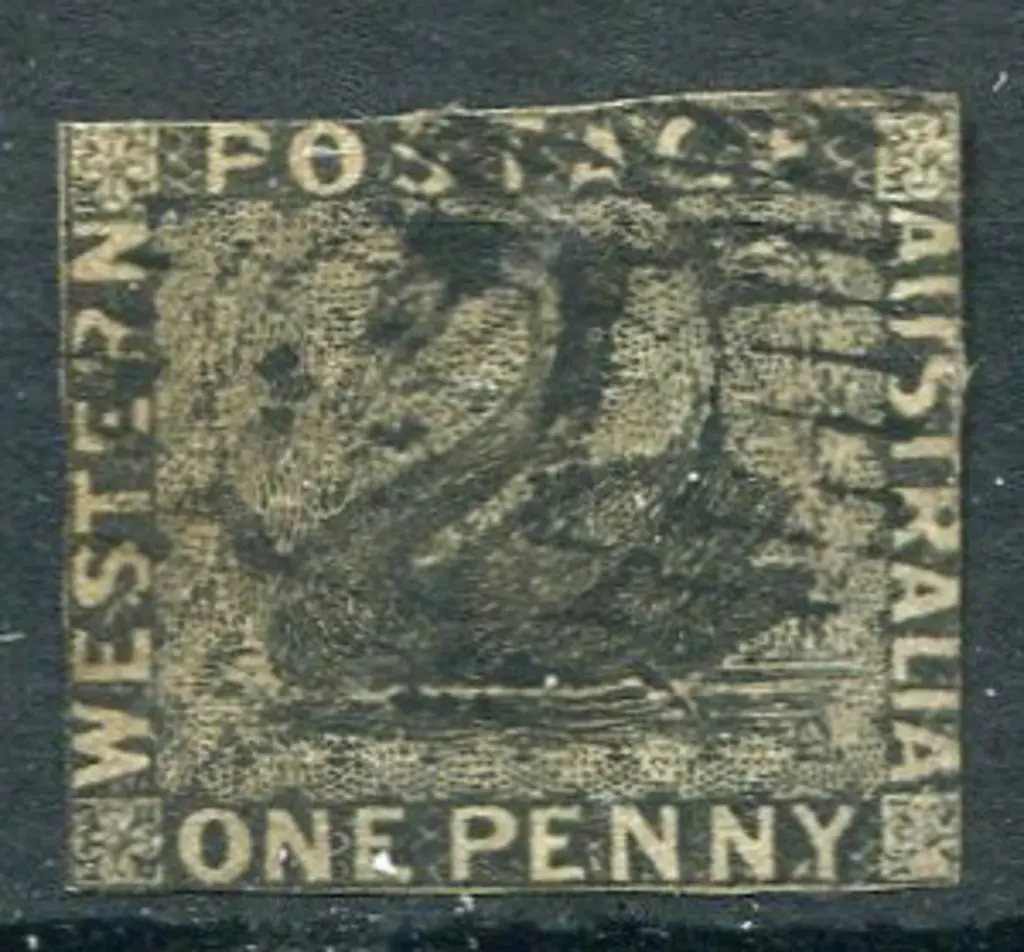 1854 1d black with 3 close margins, cutting into ... Image 1++