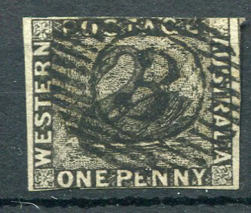 1854 1d black swan with generous side margins, ... Image 1++