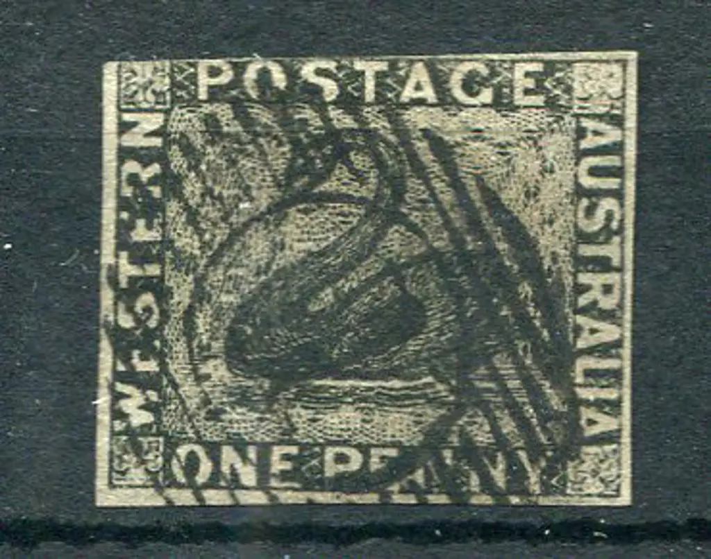 1854 1d black with 3 margins, top margin just cut ... Image 1++