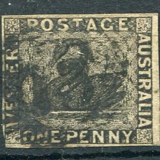 1854 1d black swan with 4 margins used by 15 bar ...