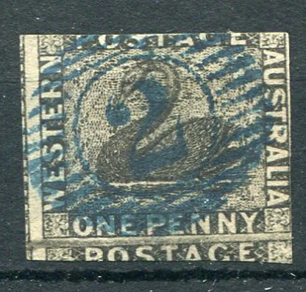 1854 1d black with right margin just touching, top ... Image 1++