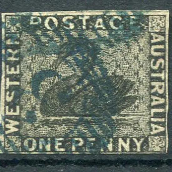 1854 1d black with 4 close to touching margins. ...
