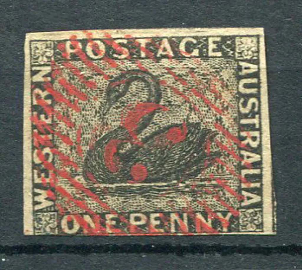1854 1d black with 3 large margins, just touching ... Image 1++
