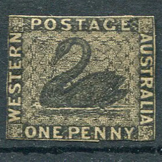 1854 1d black with tight margins & slightly cut ...