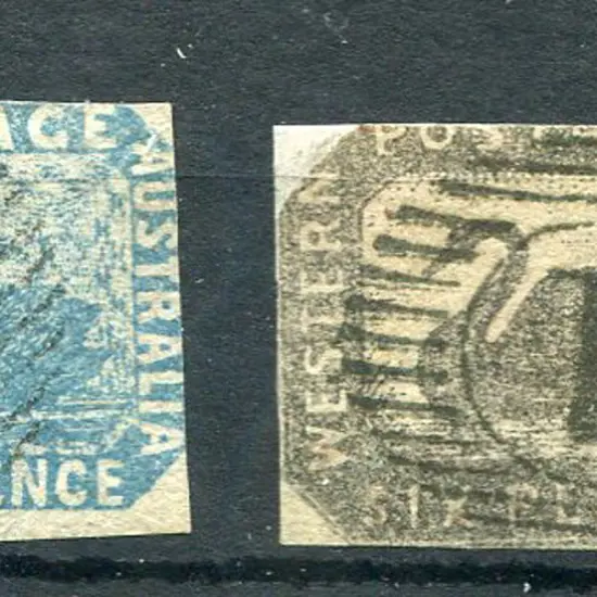 1854 1d black & 1854 4d blue, both with  2 margins ...