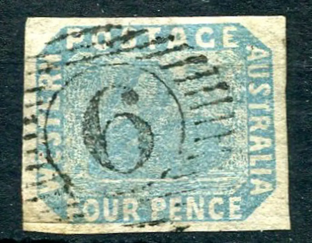 1854 4d pale blue with a superb 15 bar numeral 6 ... Image 1++
