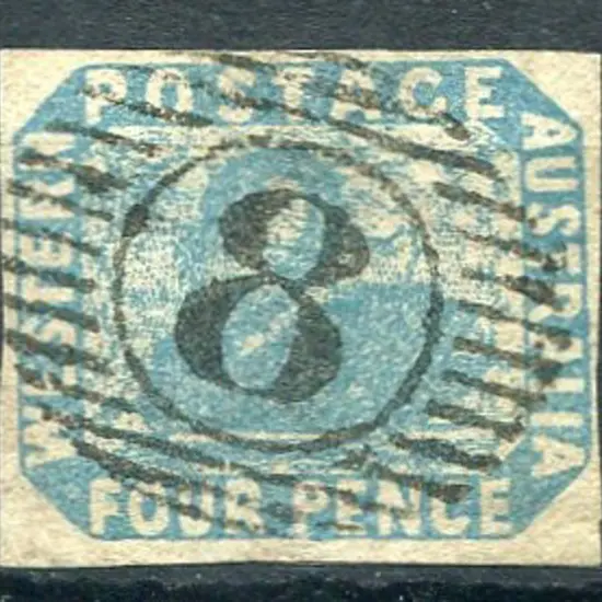 1854 4d pale blue with superb central upright 15 ...