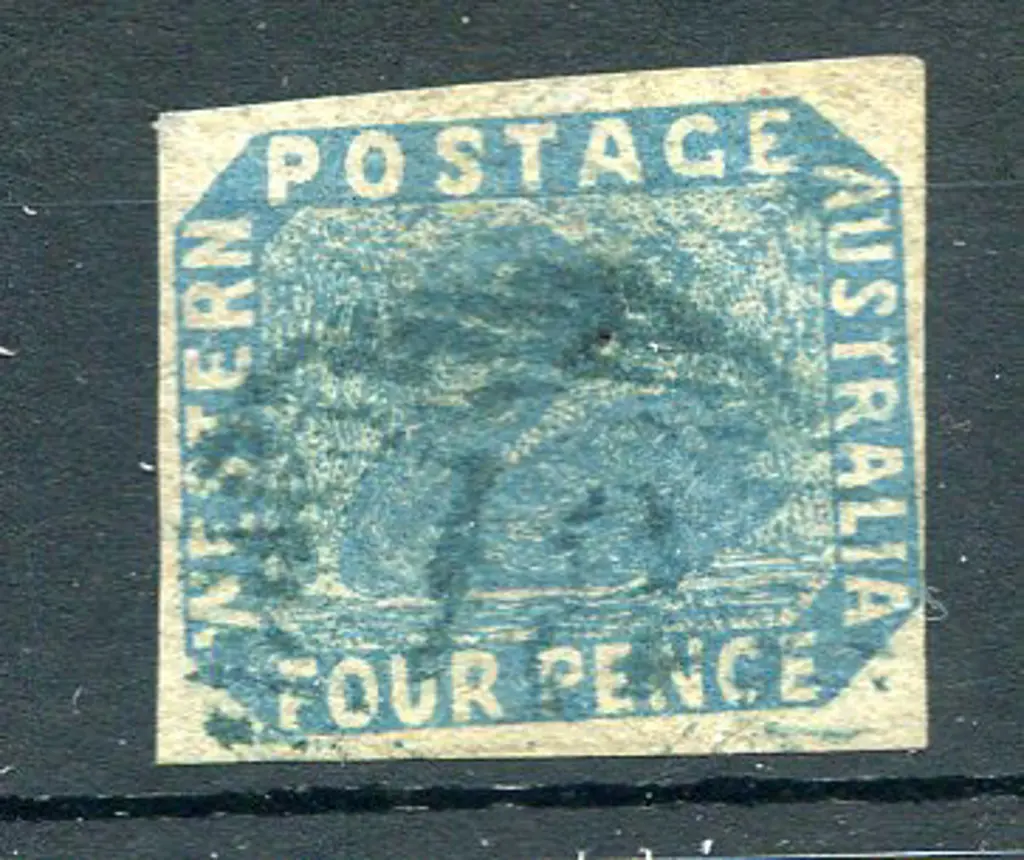 1854 4d blue with 4 margins. Used by 15 bar "18" ... Image 1++