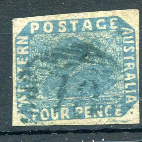 1854 4d blue with 4 margins. Used by 15 bar "18" ...