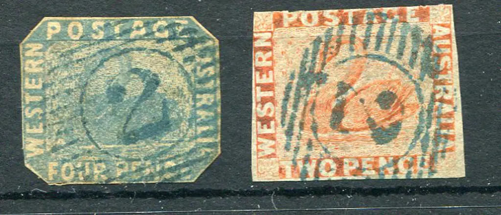 1854 4d blue cut to shape (SG 3a) & 2d ... Image 1++