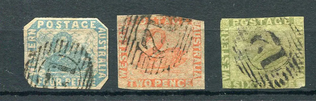 1854 4d pale blue cut to shape (SG 3), 2d orange, ... Image 1++