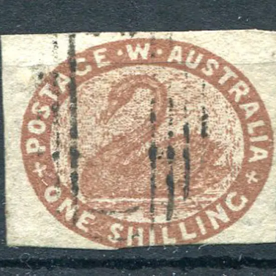 1854 1/- deep red-brown with 3 fine margins, just ...