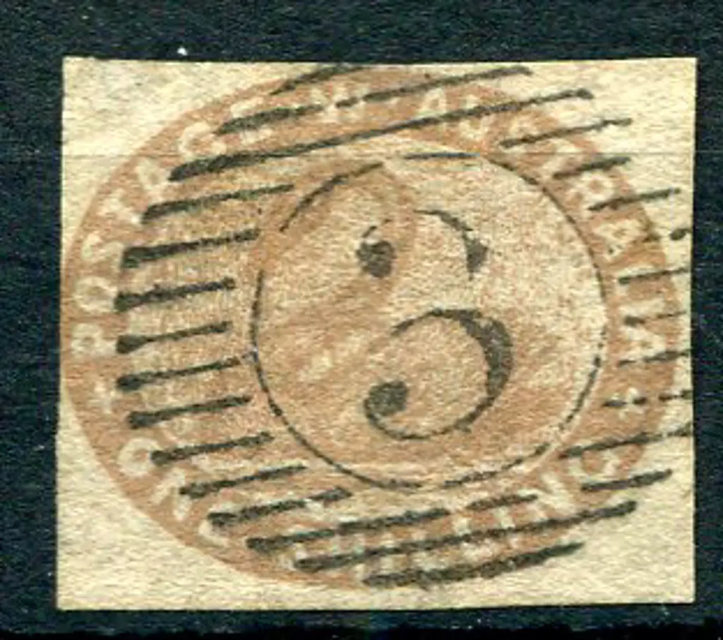 1854 1/- pale brown with 2 clear margins, close to ... Image 1++