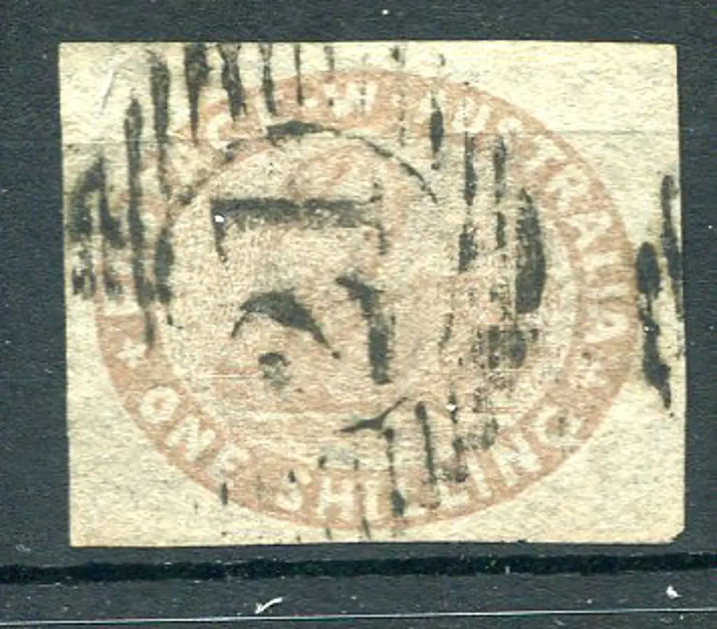 1855 1/- pale brown imperf swan with 4 fine ... Image 1++