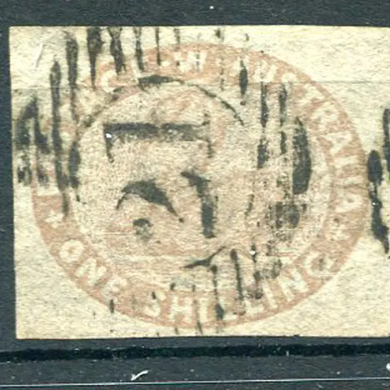 1855 1/- pale brown imperf swan with 4 fine ...