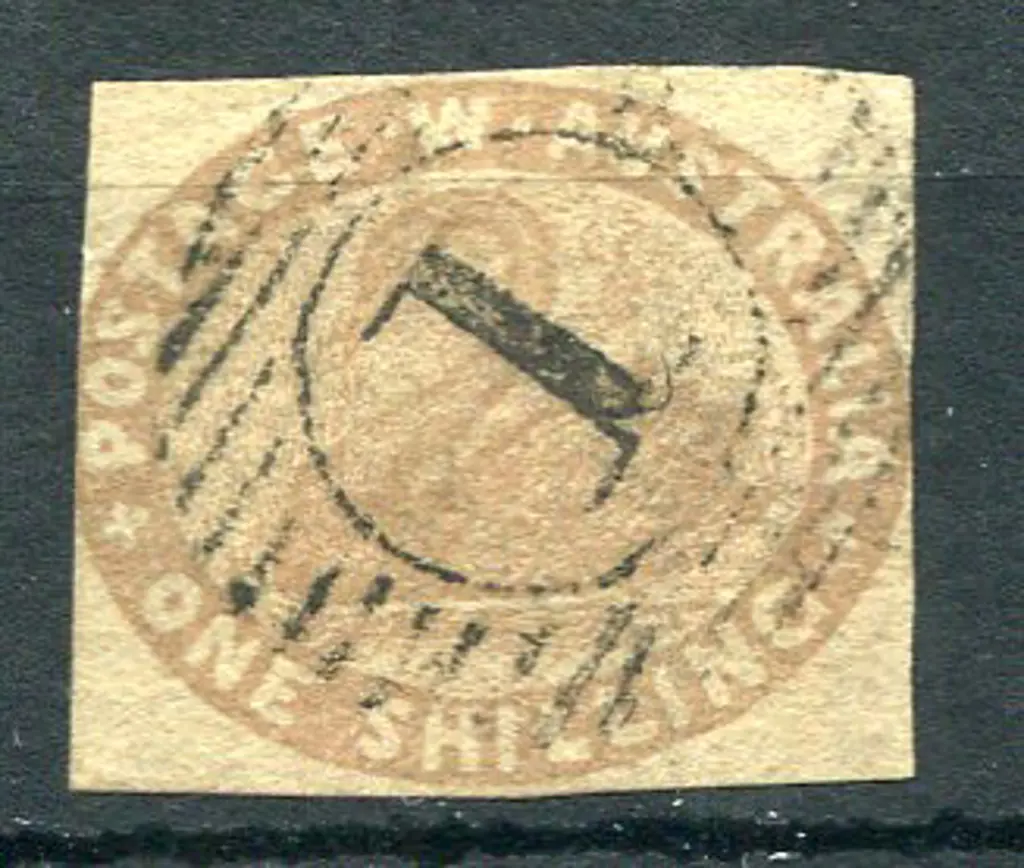 1855 1/- pale brown with design within top & ... Image 1++