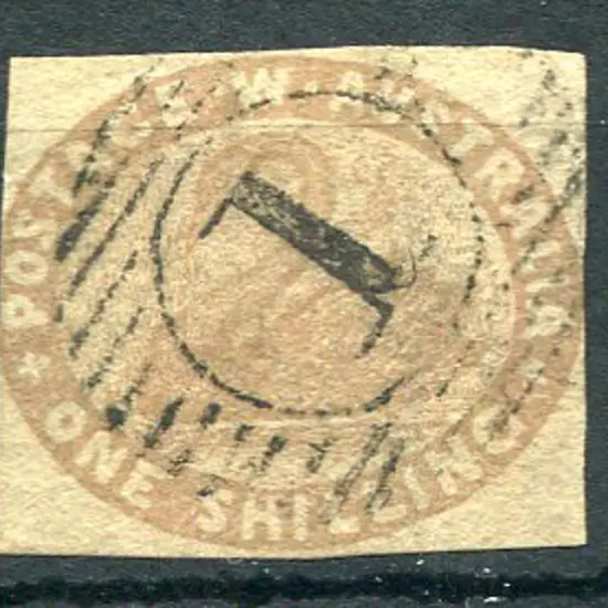 1855 1/- pale brown with design within top & ...