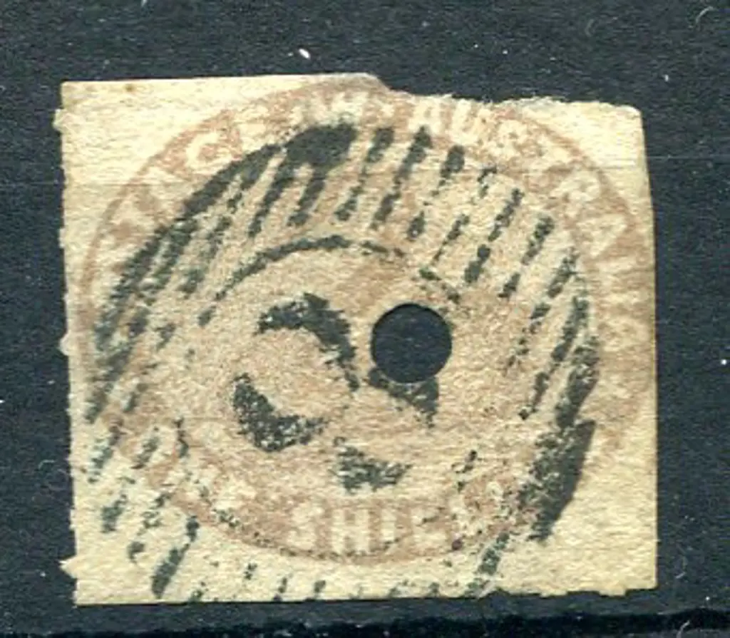 1855 1/- pale brown rouletted on the left & lower ... Image 1++