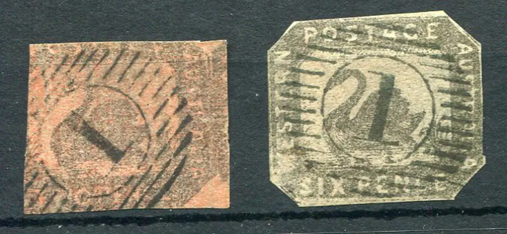 1857 1d brown/black on red F/U with 15 bar "1" ... Image 1++