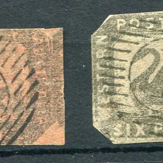 1857 1d brown/black on red F/U with 15 bar "1" ...