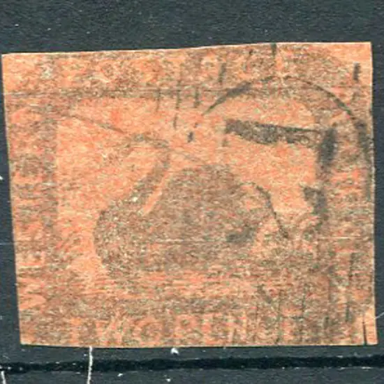1857 2d brown-black/red with close to touching ...