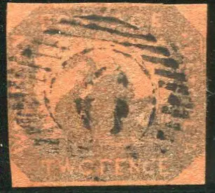 1857 2d brown-black/red with 2 clear margins just ... Image 1++