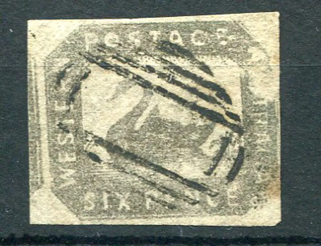 1857 6d grey-black with 4 clear margins incl part ... Image 1++