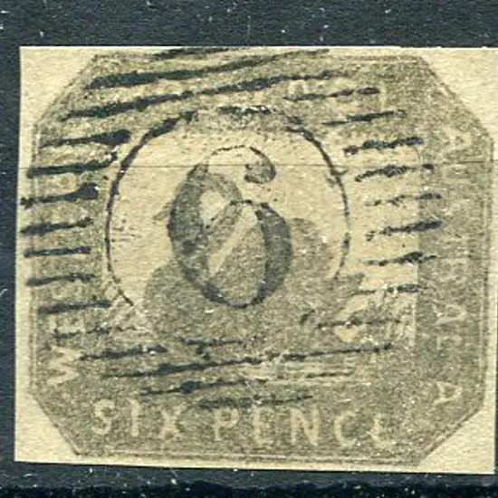 1859 6d grey-black. Close but clear even margins. ...