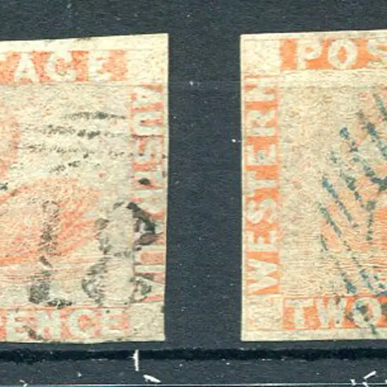 1860 2d pale orange with 3 good margins (SG 24) &  ...