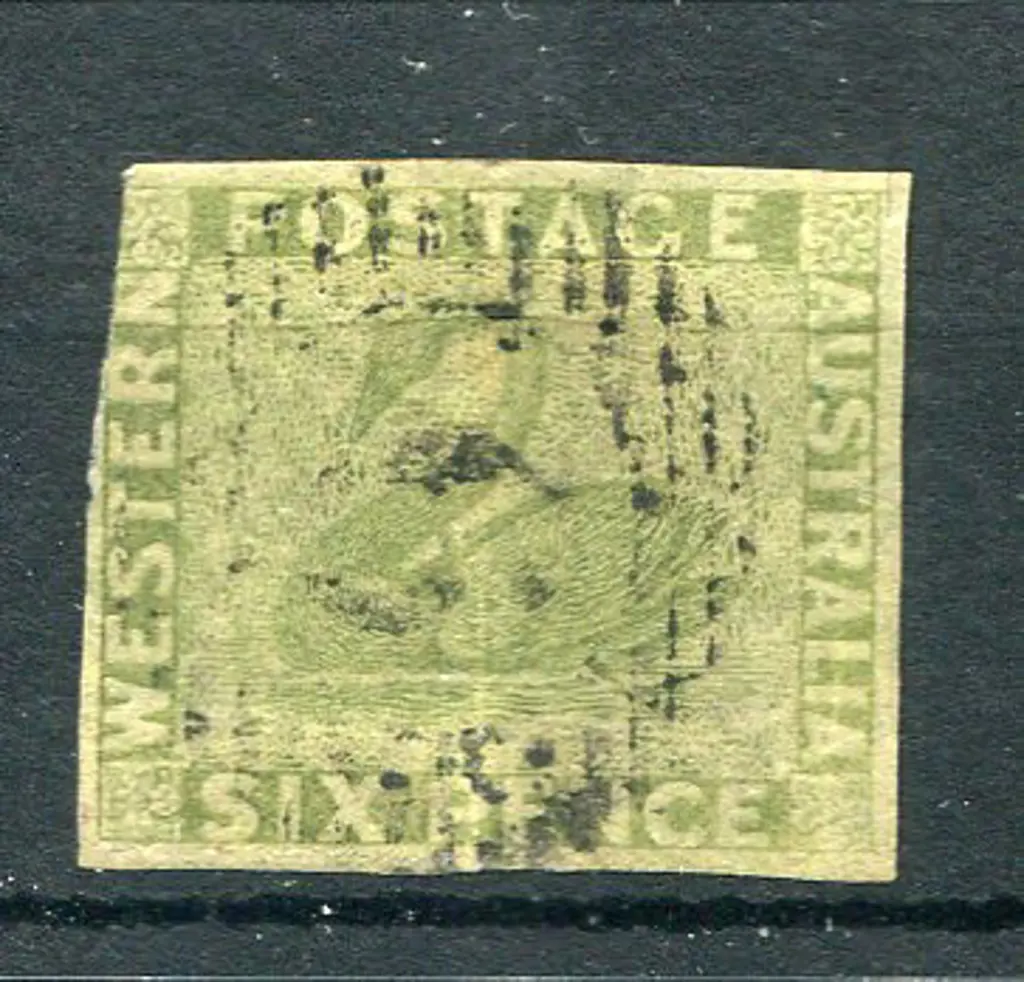 1860 6d sage-green with 3 fine margins with left ... Image 1++
