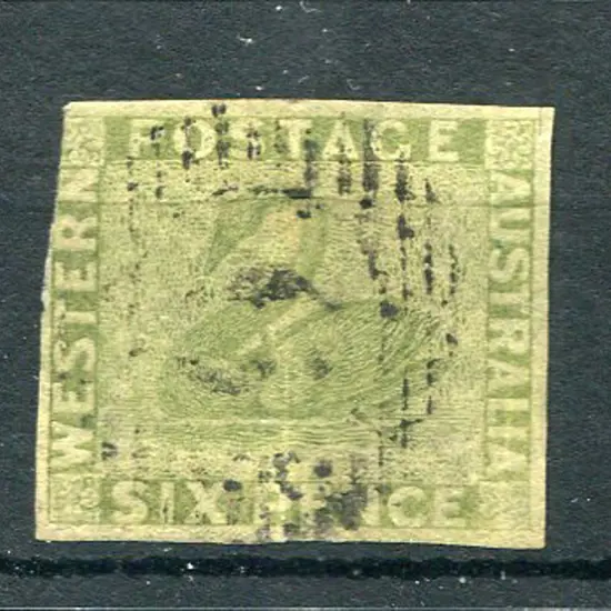 1860 6d sage-green with 3 fine margins with left ...