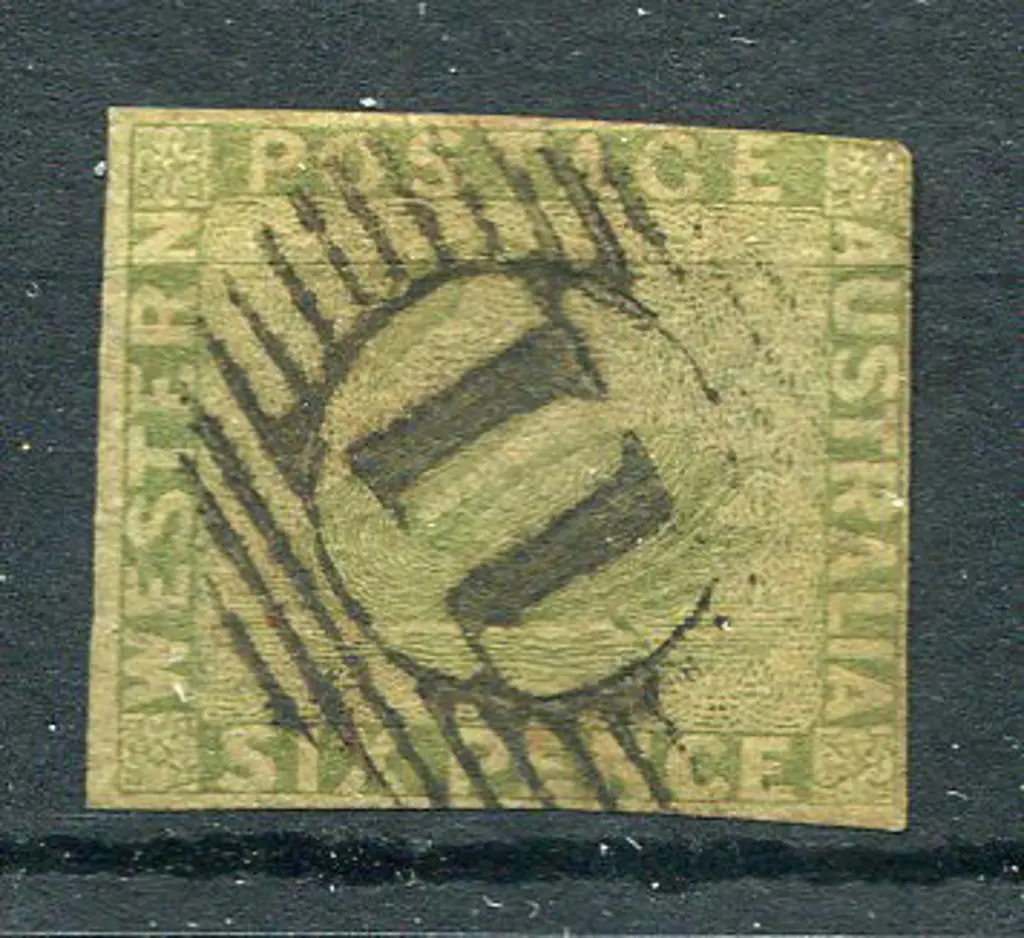 1861 6d sage-green with 4 close to touching ... Image 1++
