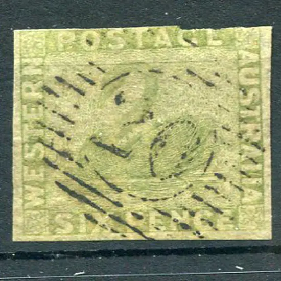 1860 6d sage-green with 3 margins, cut into at ...