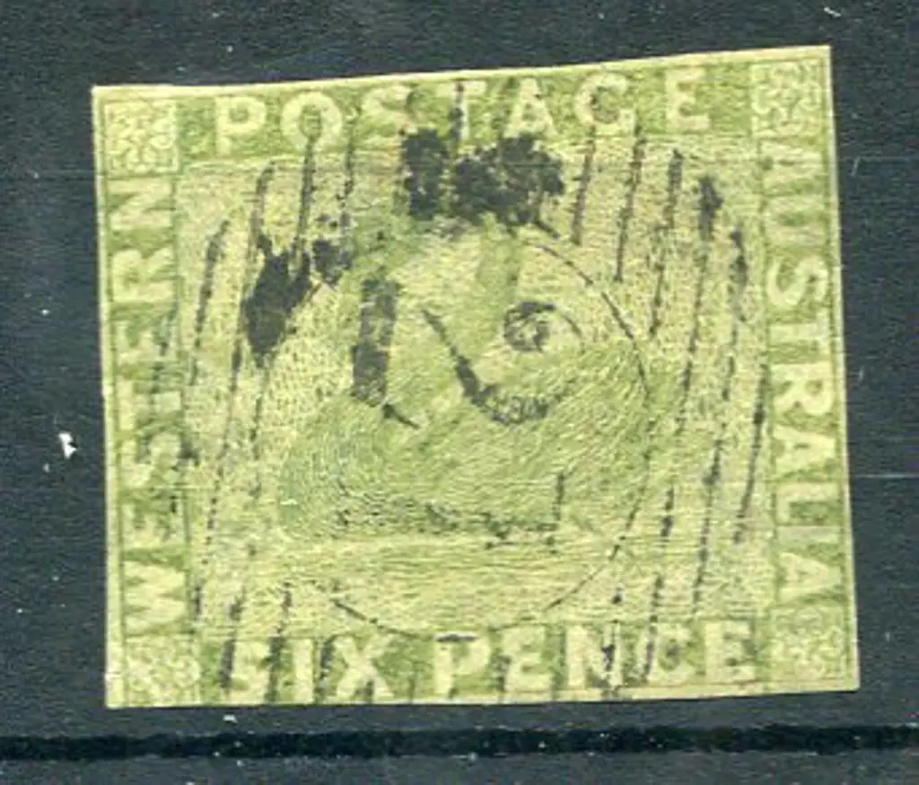 1860 6d sage-green with 3 close margins just cut ... Image 1++