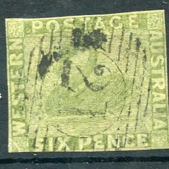 1860 6d sage-green with 3 close margins just cut ...