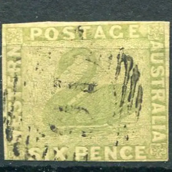 1861 6d sage-green with 3 clear margins, just cut ...