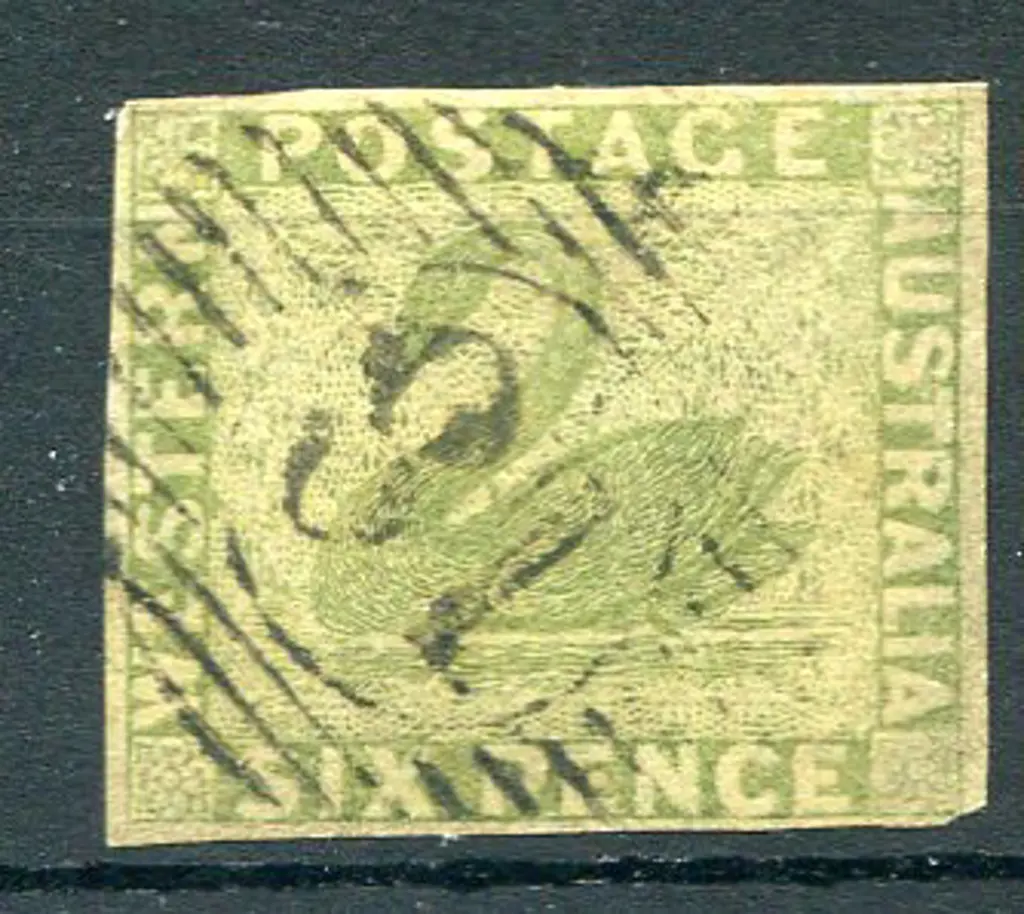 1860 6d sage-green with 4 close but clear margins. ... Image 1++