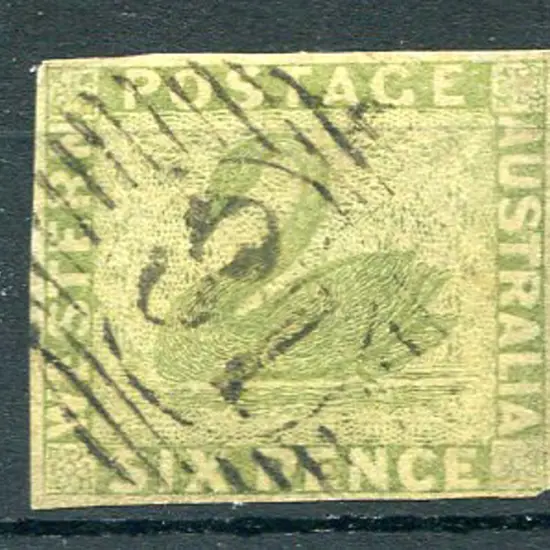 1860 6d sage-green with 4 close but clear margins. ...