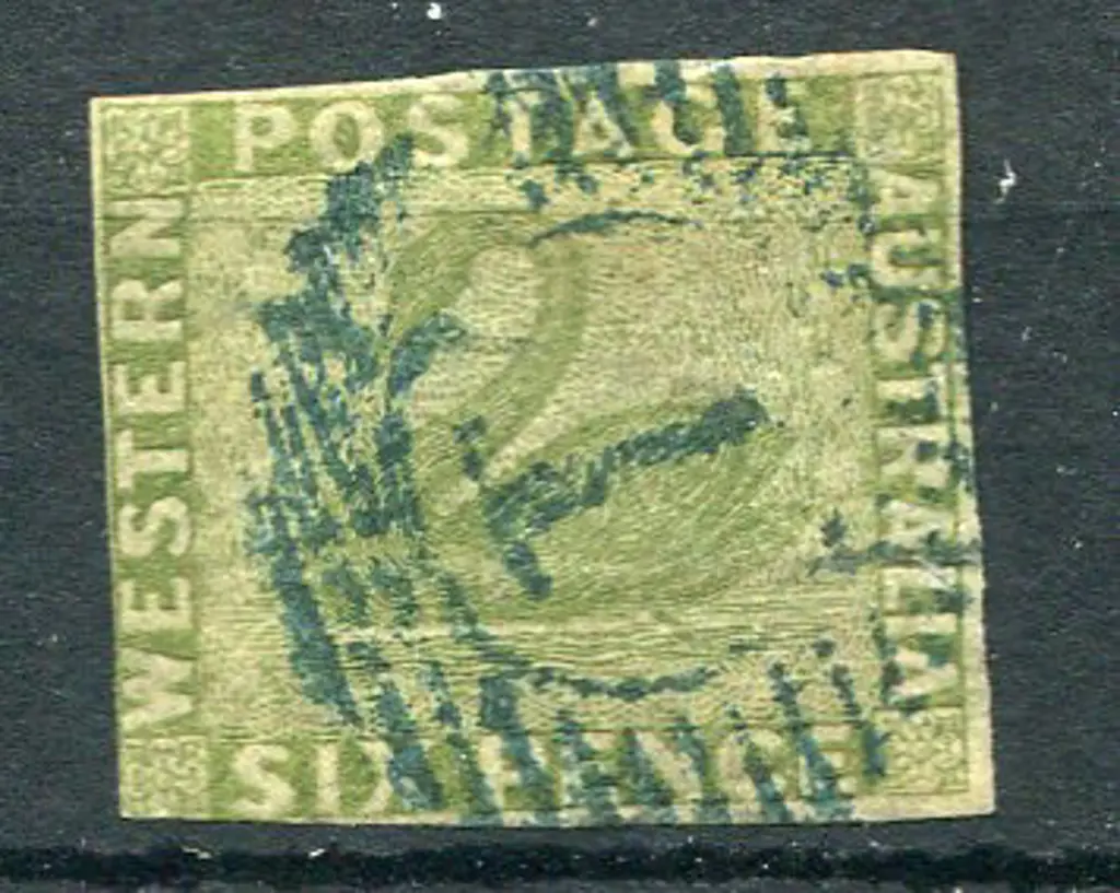 1861 6d sage-green with 2 full margins, left  & ... Image 1++