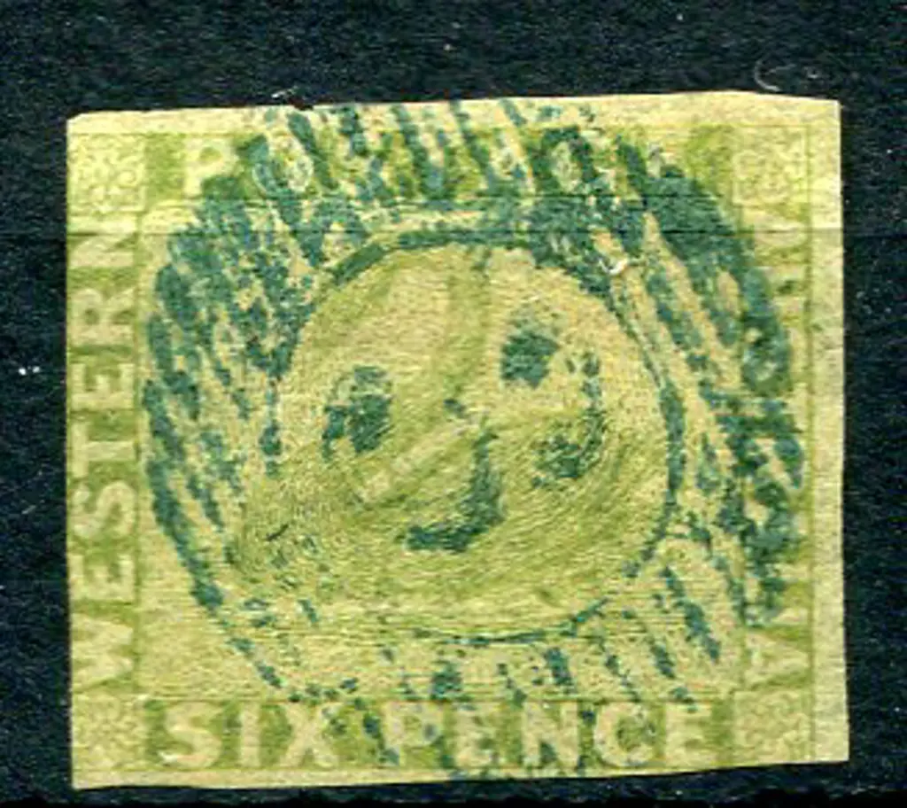 1861 6d sage-green with 3 clear margins,  just cut ... Image 1++
