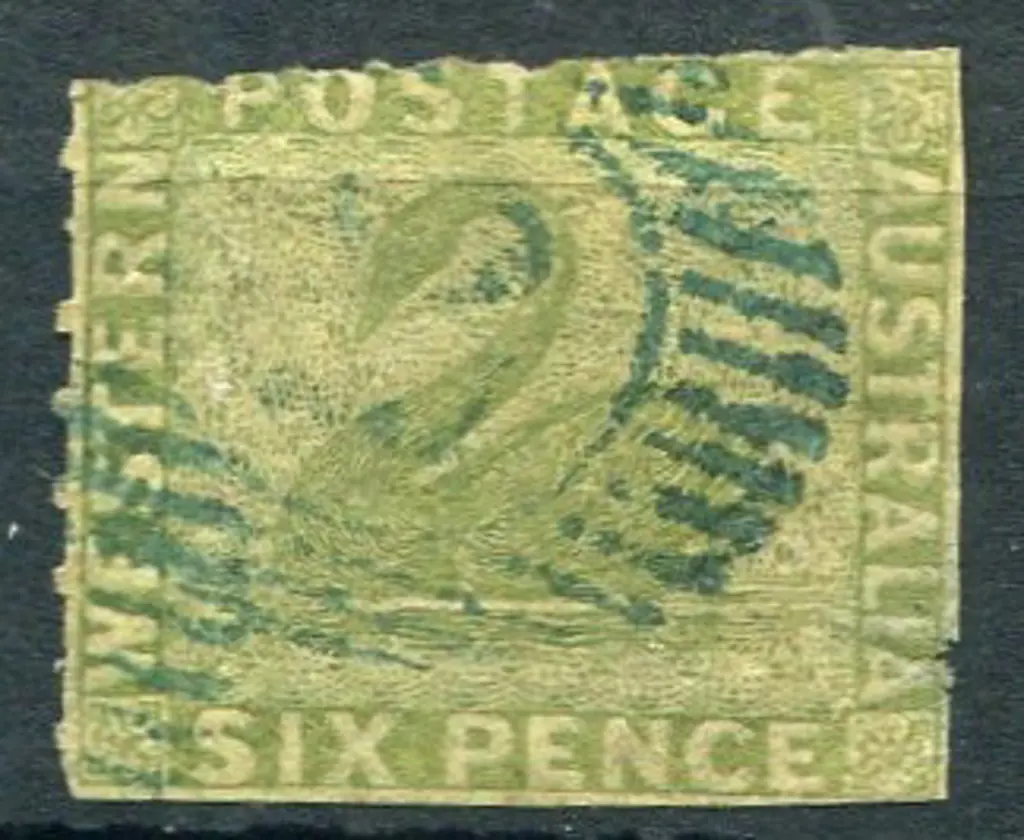 1860 6d sage-green rouletted at top & left with ... Image 1++