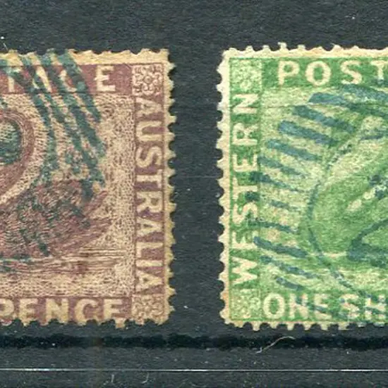 1861 2d blue, 6d purple-brown & 1/- yellow-green ...